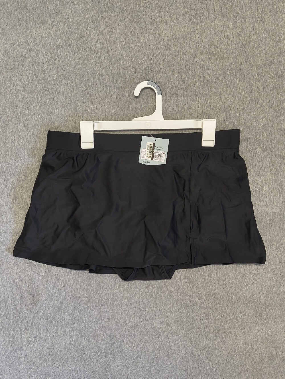 Shade & Shore Mid‑Rise Full‑Coverage Swim Skirt w/ Built‑In Brief – Black L NWT